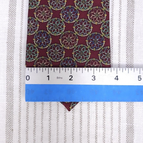 Christian Dior Monsieur Tie Mens Burgundy Silk Geometric Floral Pattern Made USA - Picture 7 of 7